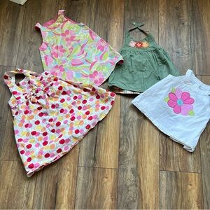 Girls 3T Gymboree Lot 4 piece Floral & Cherry Summer Dresses shirts Reversible